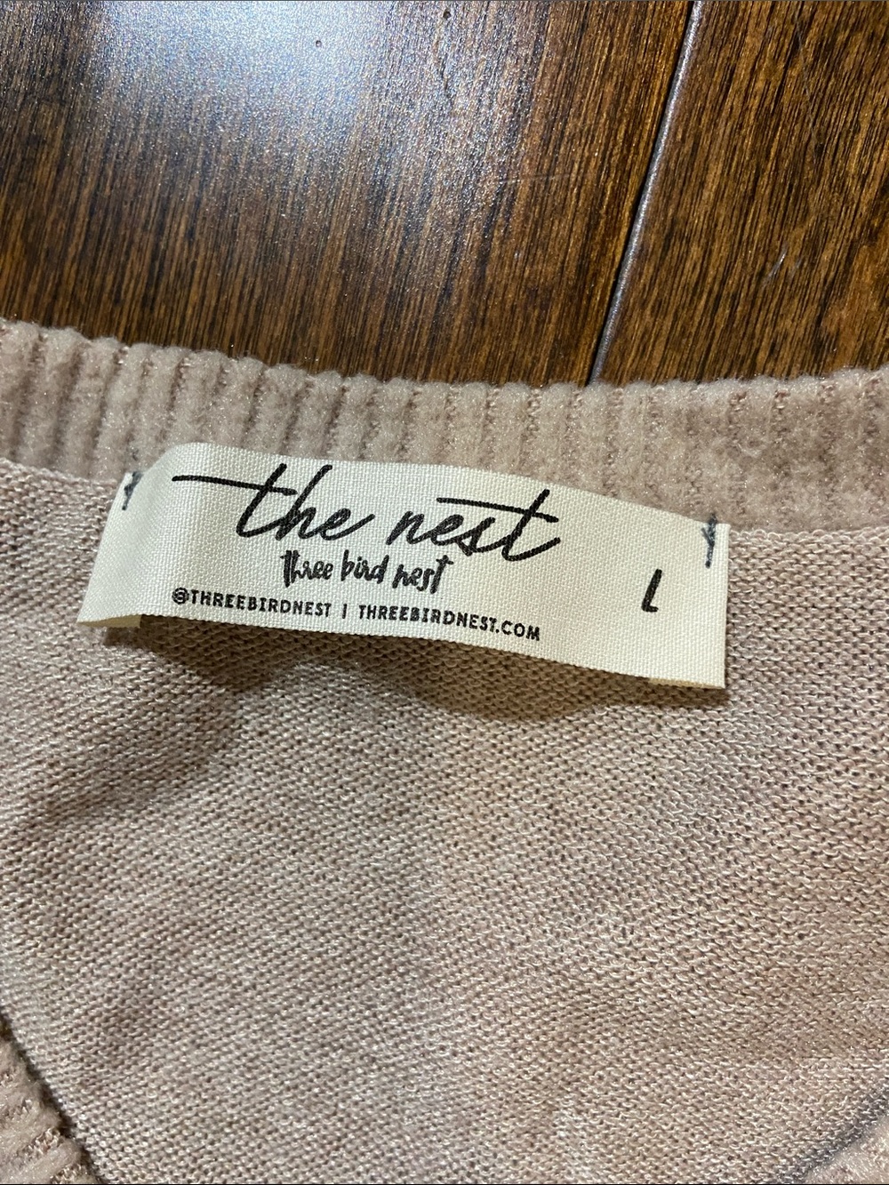 Three Birds Nest v-neck oversized pullover beige SZ L - Picture 2 of 8